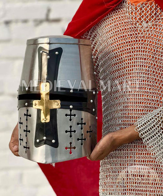 MEDIEVALMART AU Great Fantasy Helmet With Metal Horns or Free Stand | LARP Props