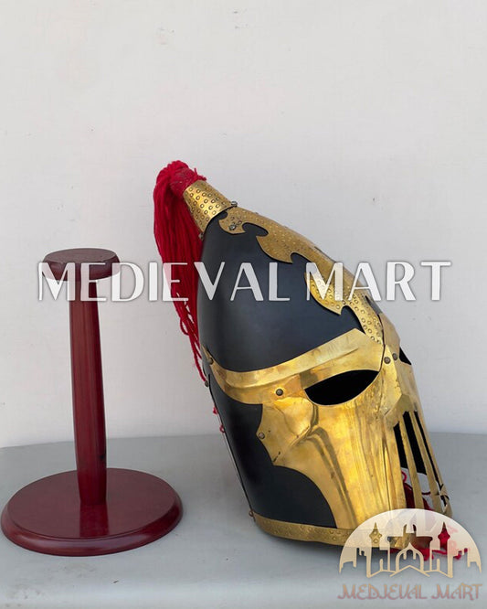 MEDIEVALMART AU Great Fantasy Helmet With Metal Horns or Free Stand | LARP Props