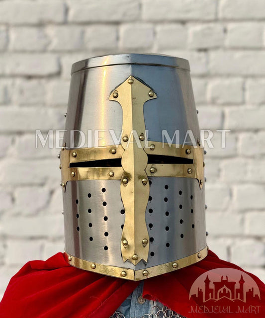 MEDIEVALMART AU Great Fantasy Helmet With Metal Horns or Free Stand | LARP Props