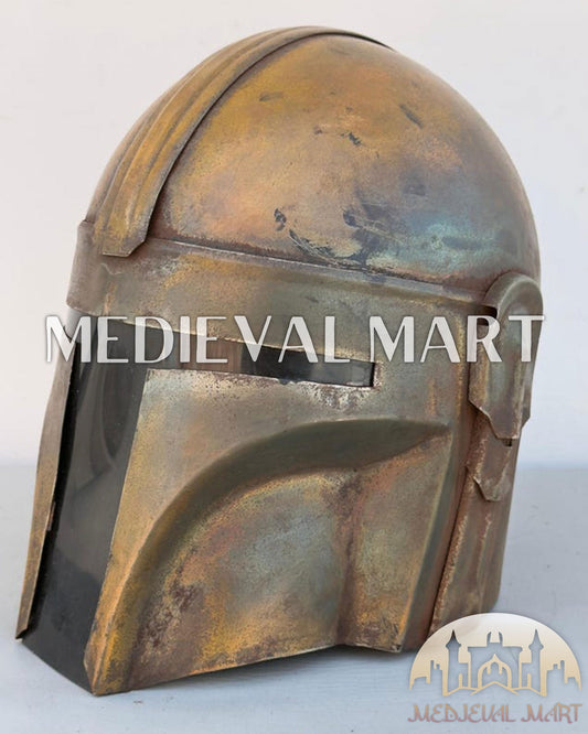 MEDIEVALMART AU "Achilles" Gold Finish Trojan Warrior Helmet W/H Free Stand | Troy Props