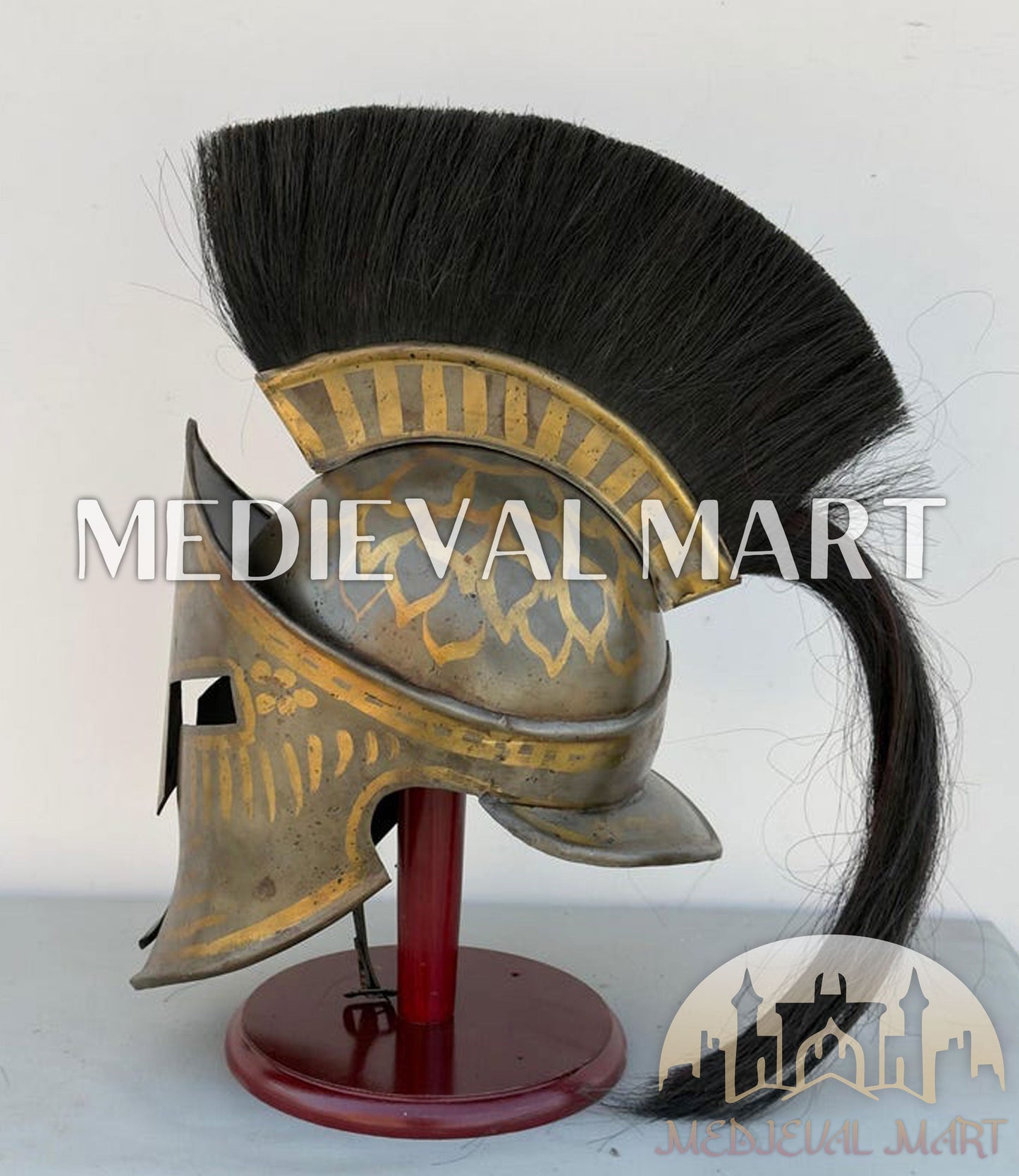MEDIEVALMART AU Great Fantasy Helmet With Metal Horns or Free Stand | LARP Props