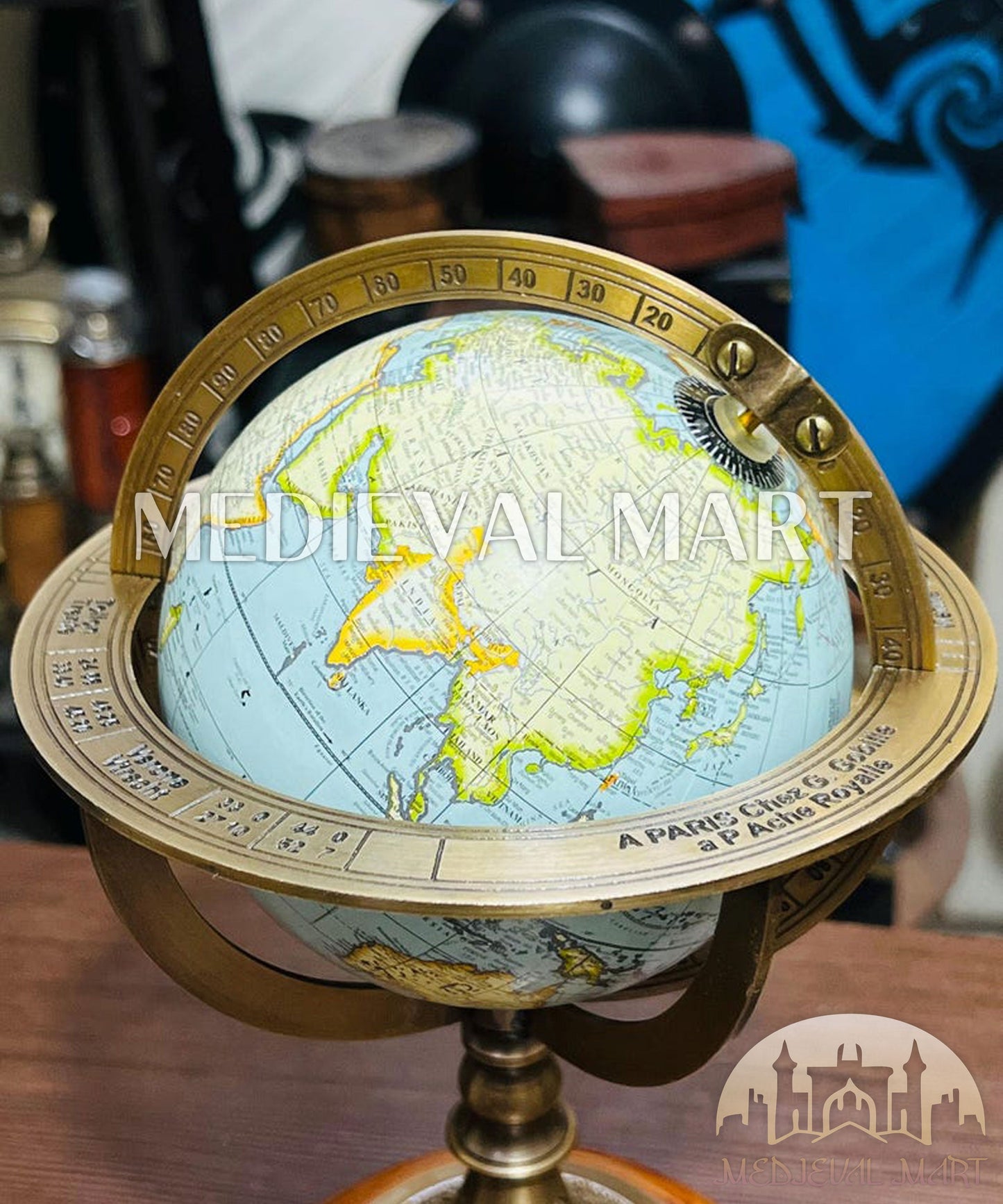 MEDIEVALMART AU "Achilles" Gold Finish Trojan Warrior Helmet W/H Free Stand | Troy Props