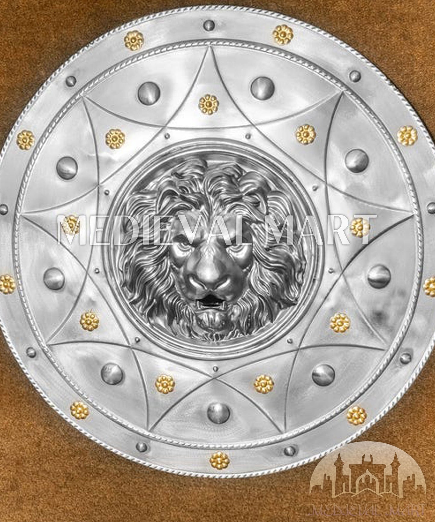 MEDIEVALMART AU Medieval Templar Devil Zelda Cross Inspired Wooden Shield Bliue & Gold Finish | Gift for Christmas Day