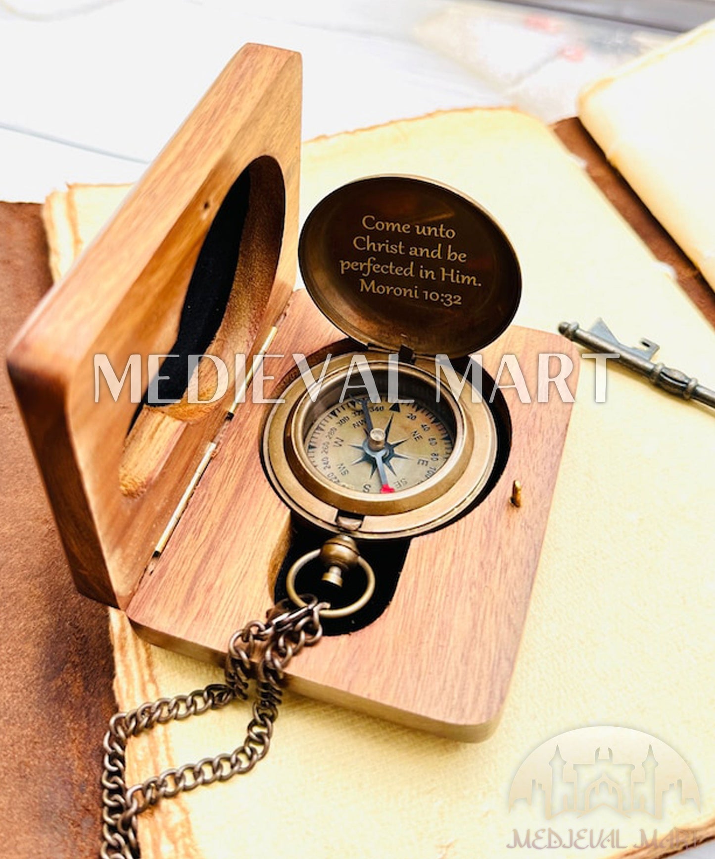 MEDIEVALMART AU Antique Finish “100 Years Calendar” Engraved Compass W/H “VintageVault” Case | Gift For Dad, Gift For Mom