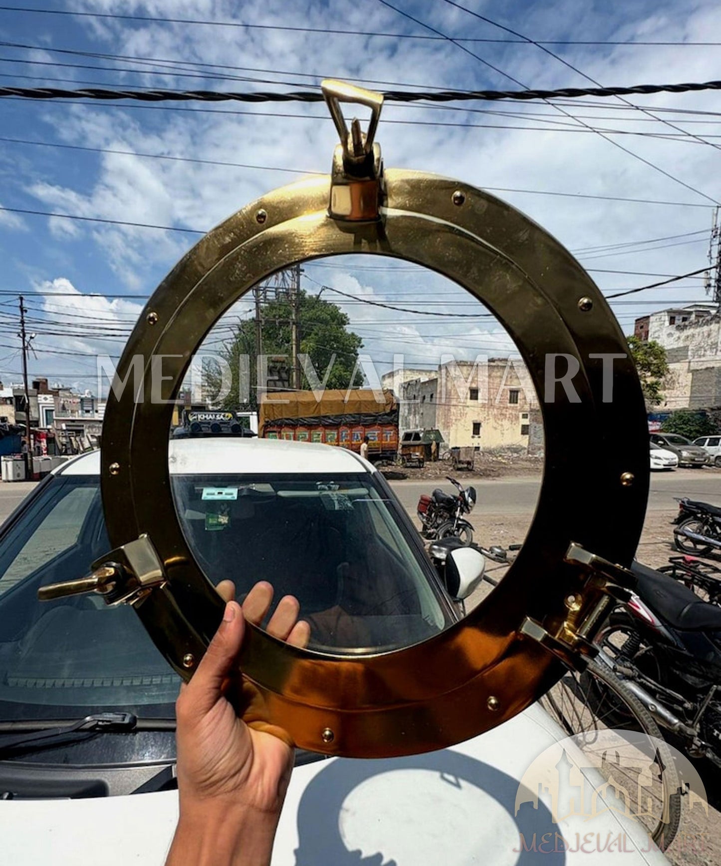 MEDIEVALMART AU Hand Forged Medieval Twisted Troll Cross Iron Pendent With Leather Cord