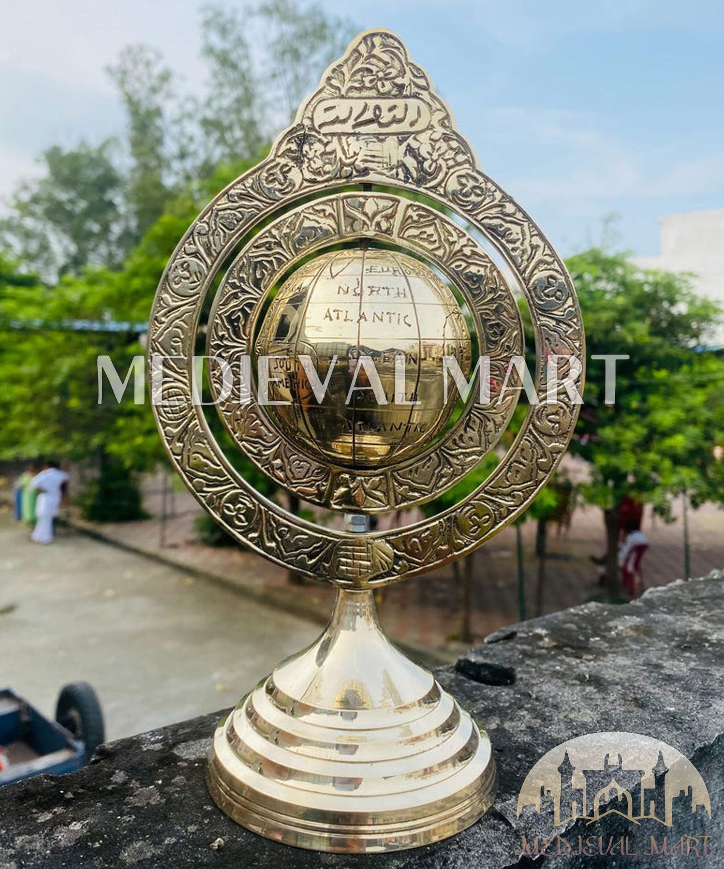 MEDIEVALMART AU "Achilles" Gold Finish Trojan Warrior Helmet W/H Free Stand | Troy Props