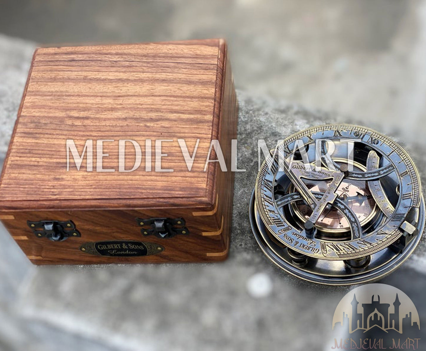 MEDIEVALMART AU Antique Finish “100 Years Calendar” Engraved Compass W/H “VintageVault” Case | Gift For Dad, Gift For Mom