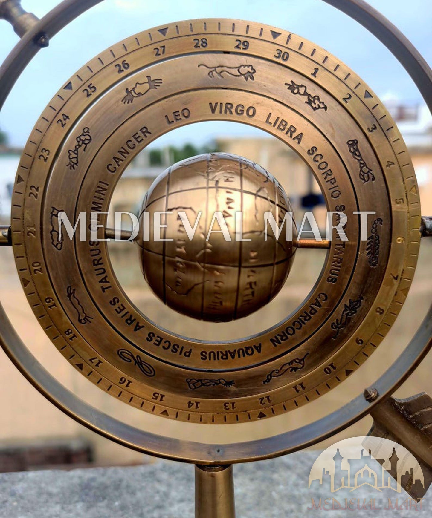 MEDIEVALMART AU "Achilles" Gold Finish Trojan Warrior Helmet W/H Free Stand | Troy Props