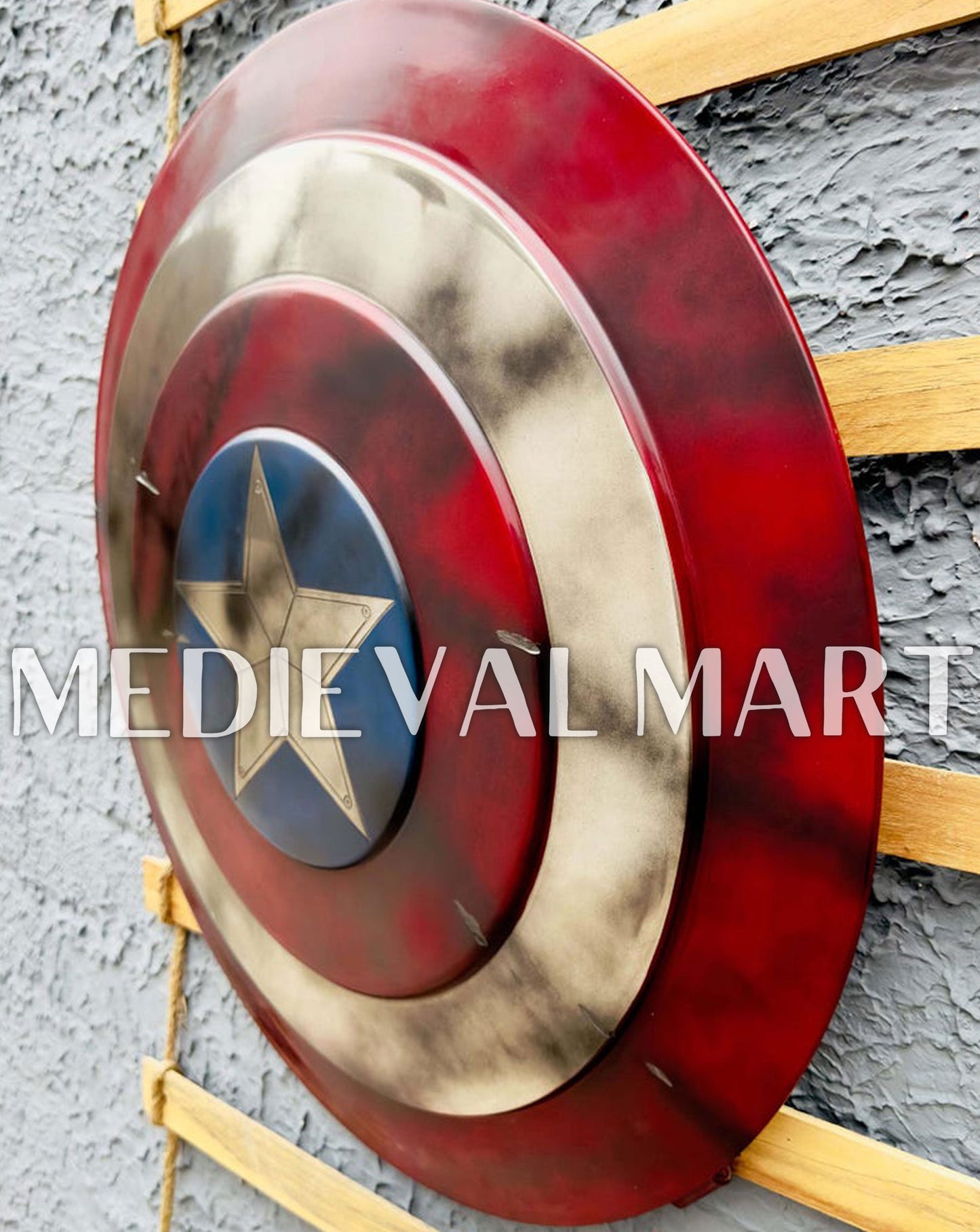 MEDIEVALMART AU First Avengers Steve Rogers Damaged Shield | Gift for Cosplayer