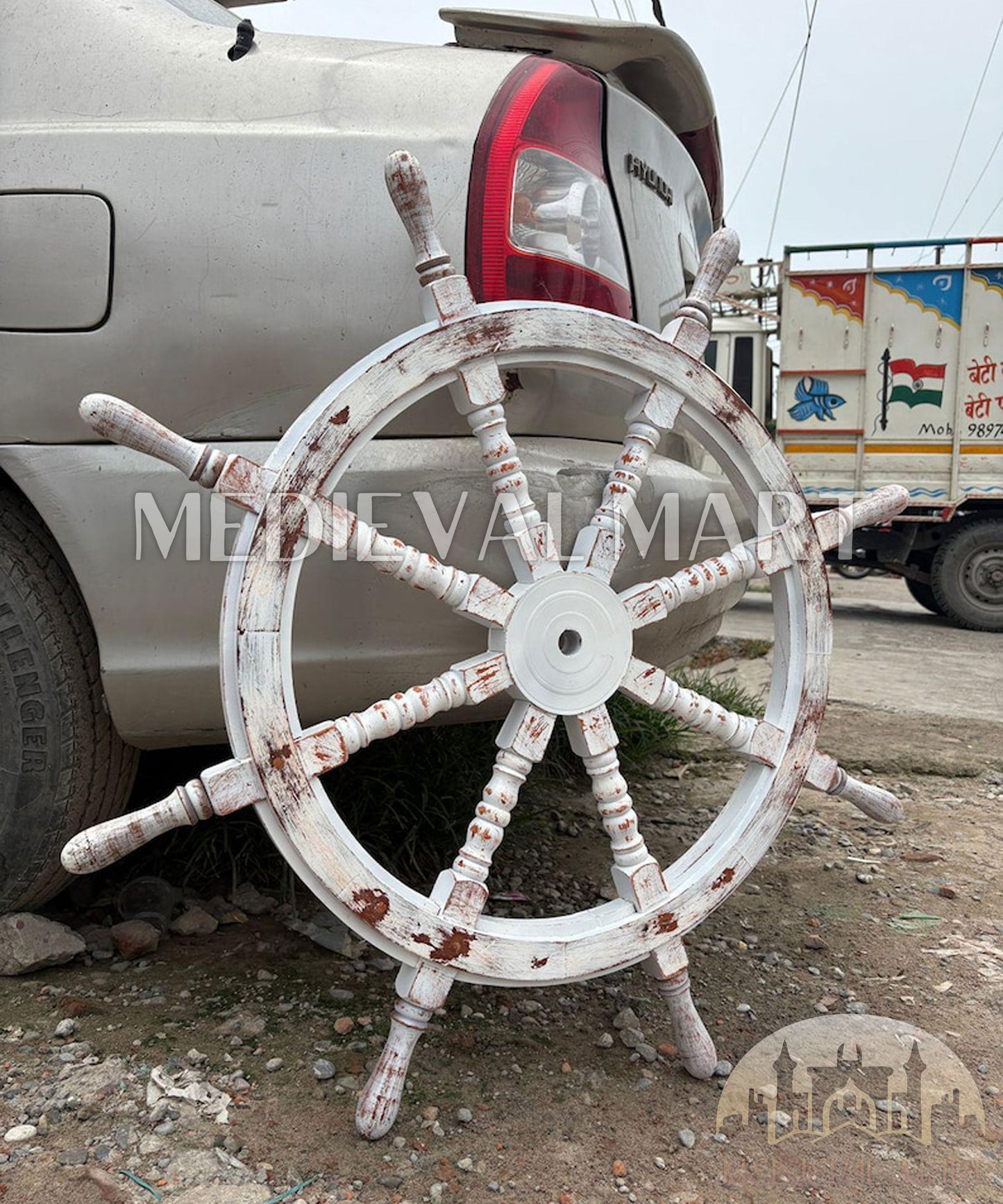 MEDIEVALMART AU Hand Forged Medieval Twisted Troll Cross Iron Pendent With Leather Cord
