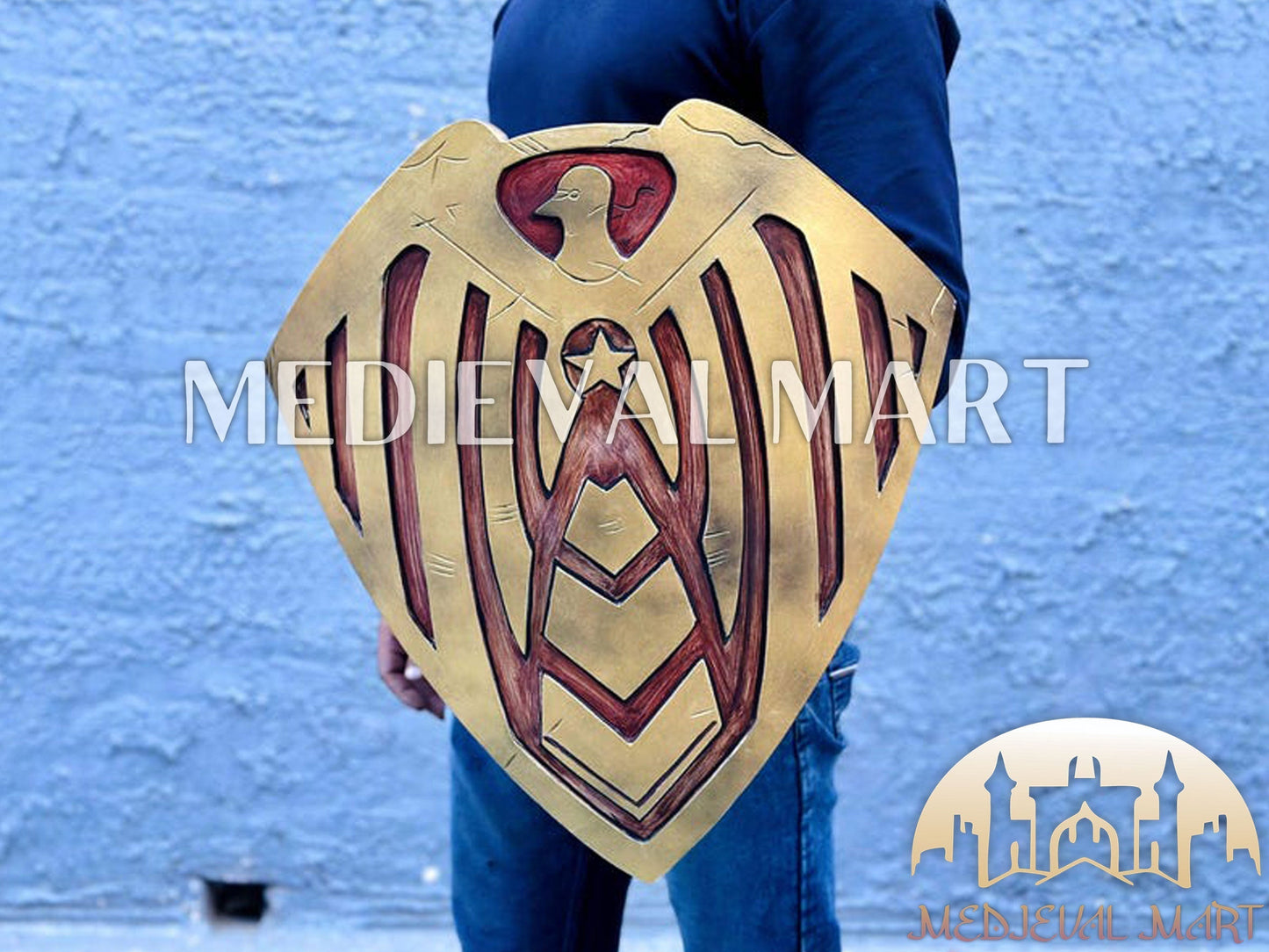 MEDIEVALMART AU First Avengers Steve Rogers Damaged Shield | Gift for Cosplayer