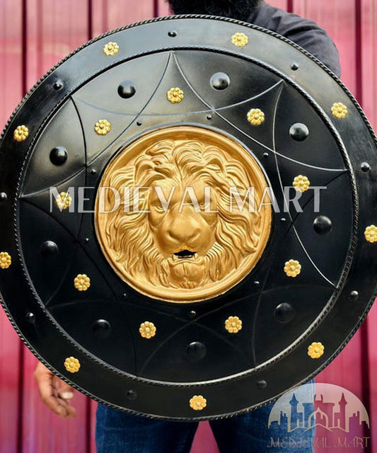 MEDIEVALMART AU Medieval Templar Devil Zelda Cross Inspired Wooden Shield Bliue & Gold Finish | Gift for Christmas Day