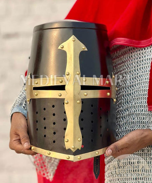 MEDIEVALMART AU Great Fantasy Helmet With Metal Horns or Free Stand | LARP Props