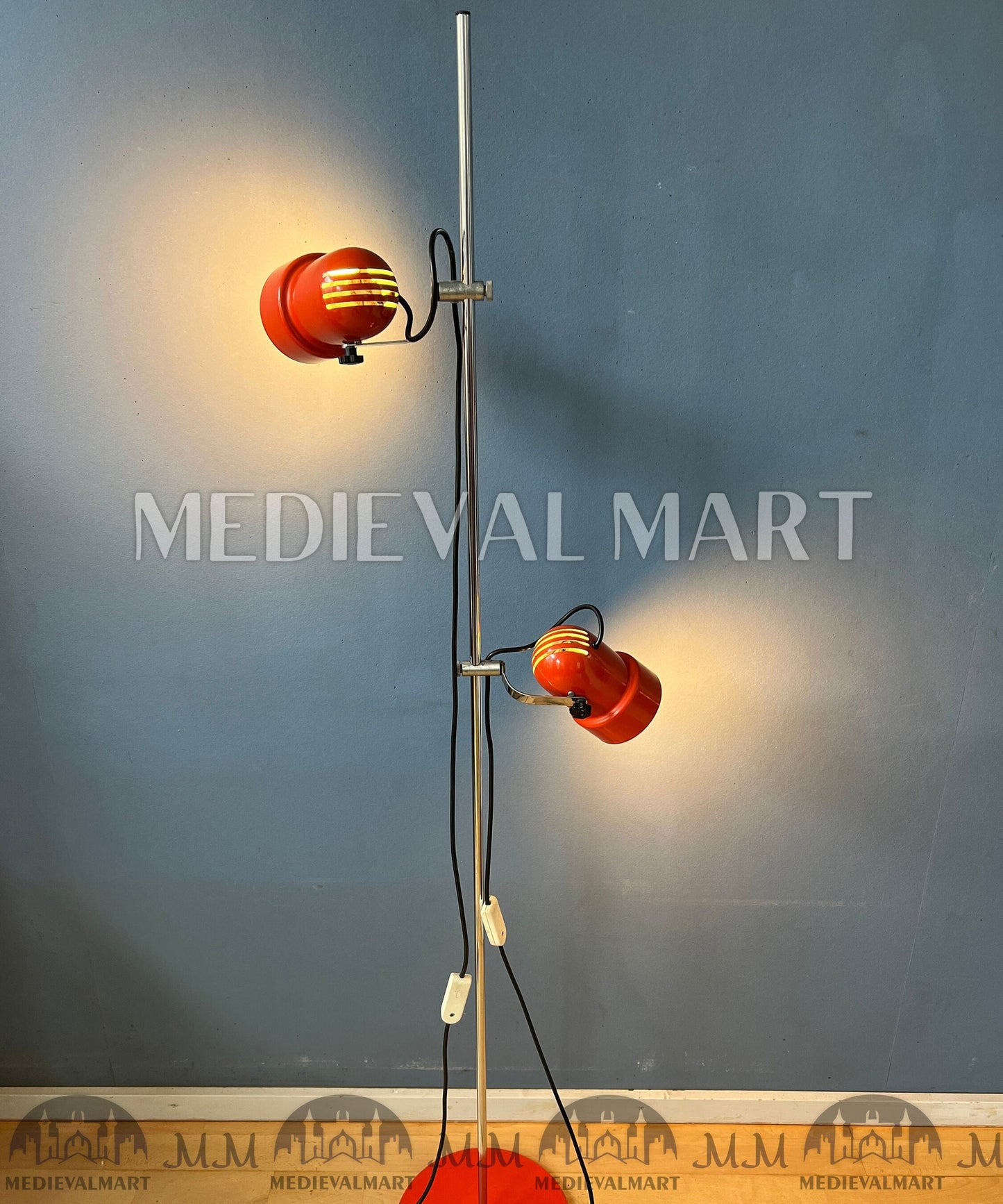 MEDIEVALMART AU Vintage Mid Century Silver Dijkstra Space Age Floor Lamp