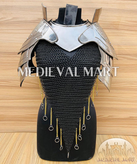 MEDIEVALMART AU Iconic Viking's Jarl Borg Iron Spikes  Battleworn Viking Wooden Shield | Gifts For Dad