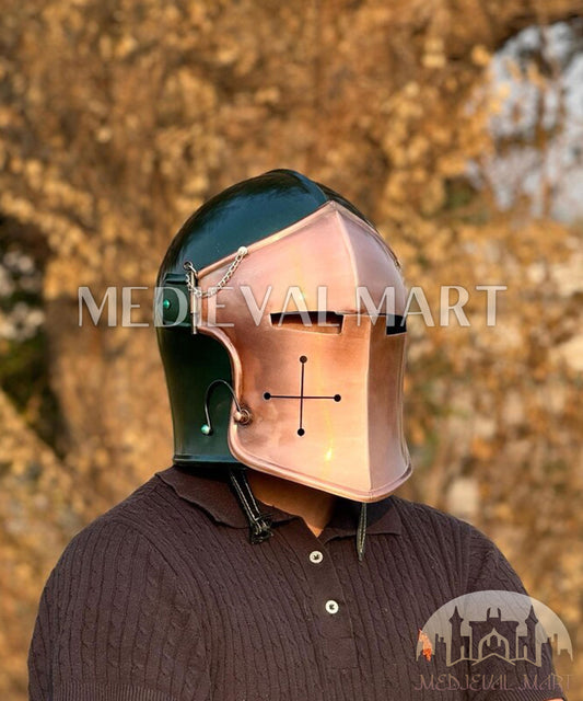 MEDIEVALMART AU Great Fantasy Helmet With Metal Horns or Free Stand | LARP Props
