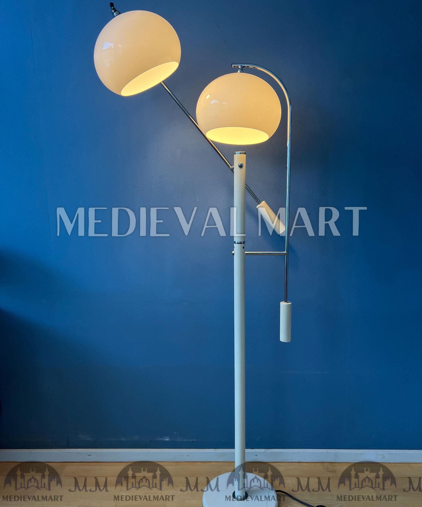 MEDIEVALMART AU Vintage Mid Century Silver Dijkstra Space Age Floor Lamp