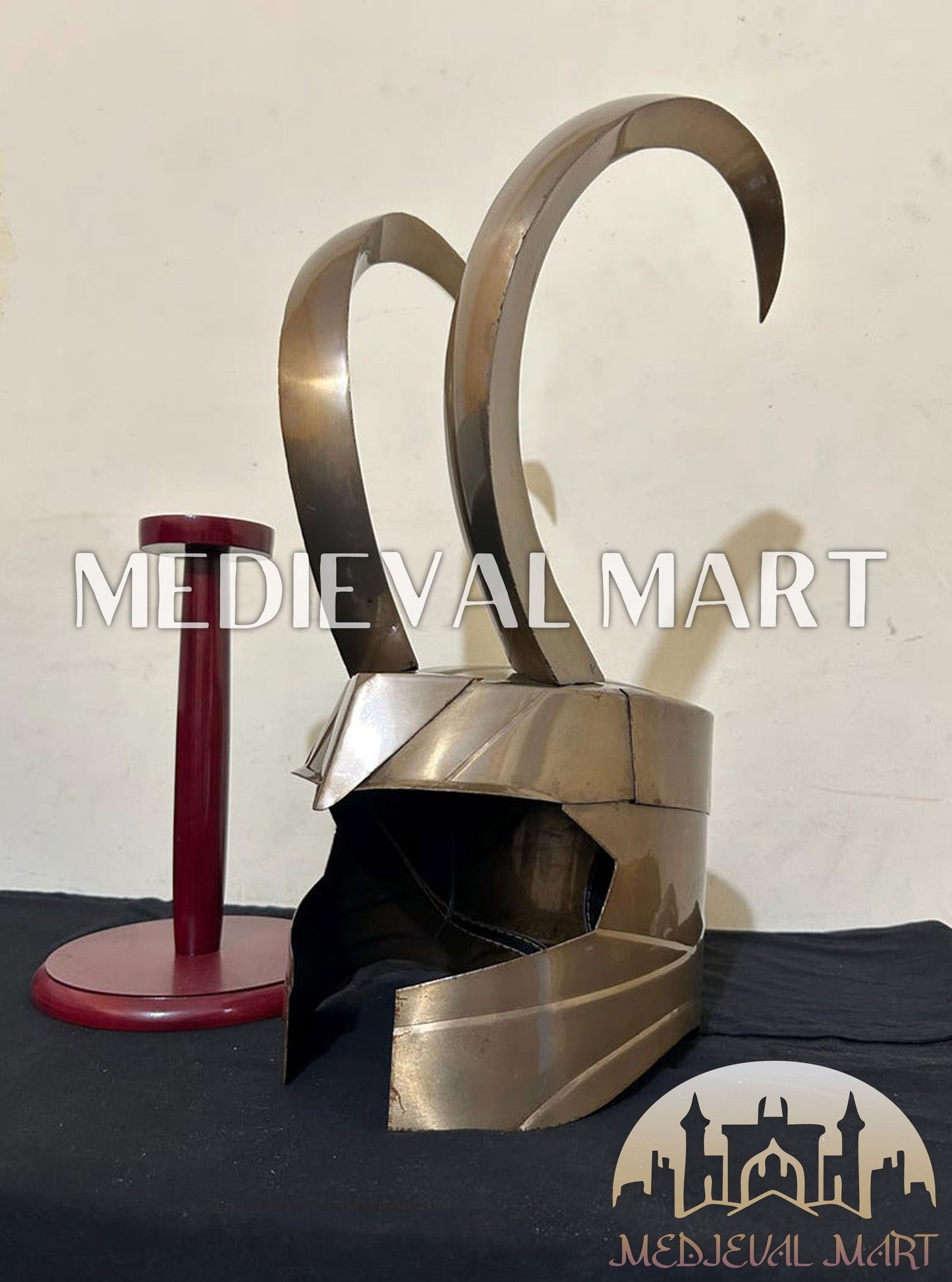 MEDIEVALMART AU Great Fantasy Helmet With Metal Horns or Free Stand | LARP Props
