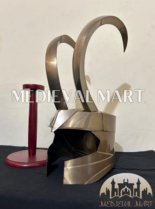 MEDIEVALMART AU Great Fantasy Helmet With Metal Horns or Free Stand | LARP Props