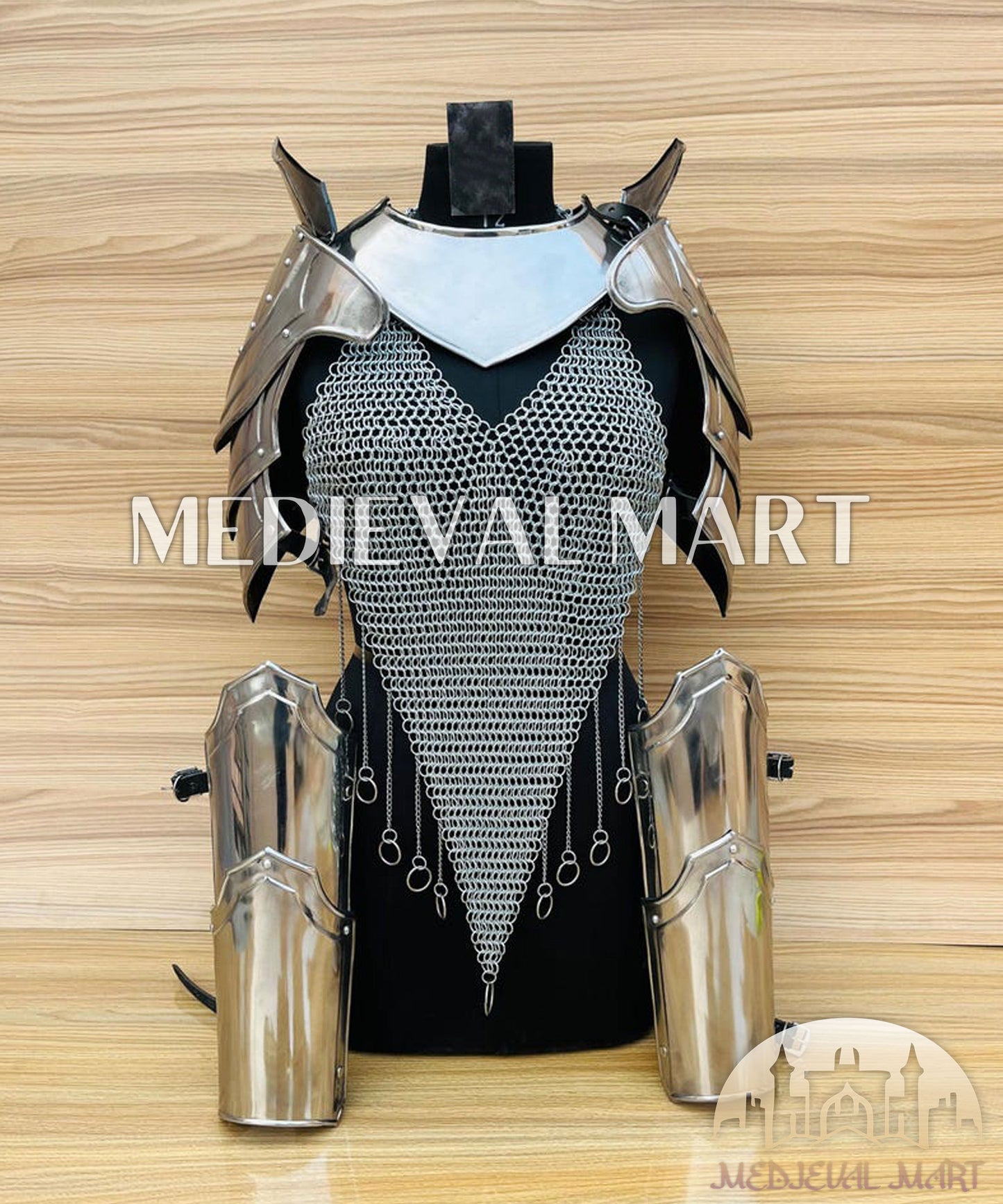 MEDIEVALMART AU Iconic Viking's Jarl Borg Iron Spikes  Battleworn Viking Wooden Shield | Gifts For Dad