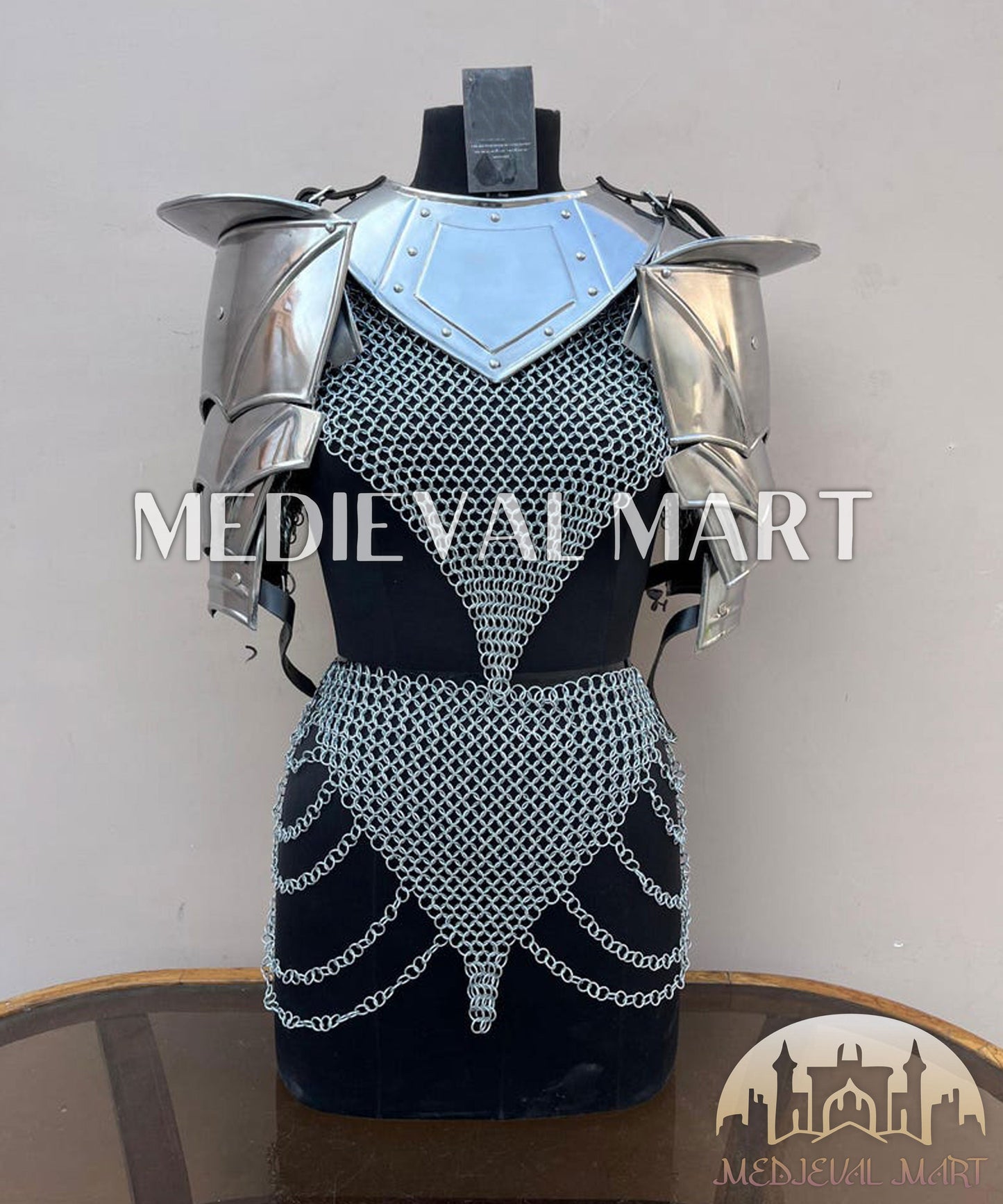 MEDIEVALMART AU Iconic Viking's Jarl Borg Iron Spikes  Battleworn Viking Wooden Shield | Gifts For Dad
