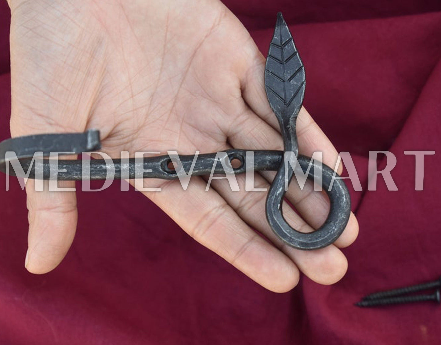 MEDIEVALMART AU Hand Forged Medieval Twisted Troll Cross Iron Pendent With Leather Cord