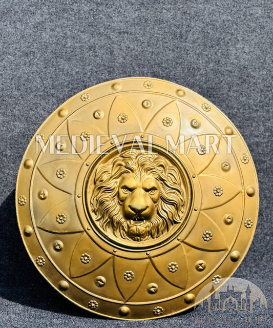 MEDIEVALMART AU Medieval Templar Devil Zelda Cross Inspired Wooden Shield Bliue & Gold Finish | Gift for Christmas Day