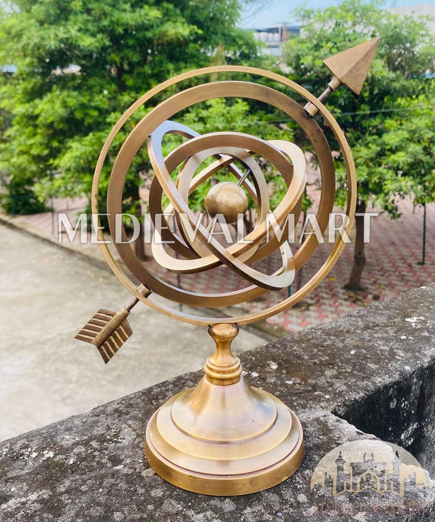 MEDIEVALMART AU "Achilles" Gold Finish Trojan Warrior Helmet W/H Free Stand | Troy Props