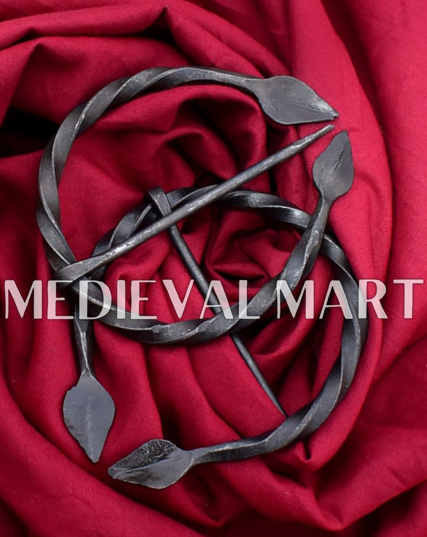 MEDIEVALMART AU Hand Forged Medieval Twisted Troll Cross Iron Pendent With Leather Cord