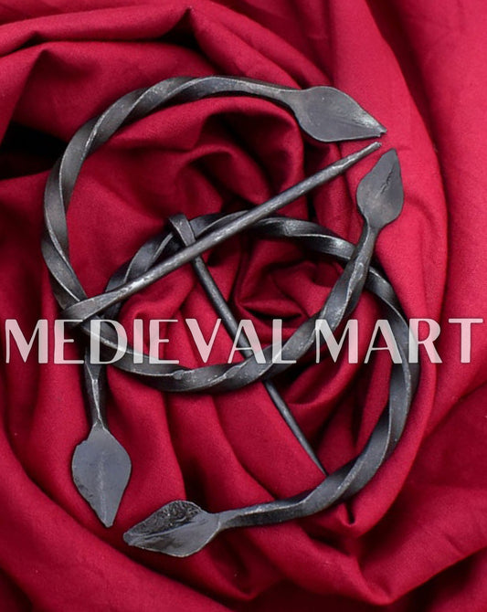 MEDIEVALMART AU Hand Forged Medieval Twisted Troll Cross Iron Pendent With Leather Cord
