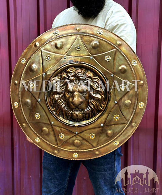 MEDIEVALMART AU Medieval Templar Devil Zelda Cross Inspired Wooden Shield Bliue & Gold Finish | Gift for Christmas Day