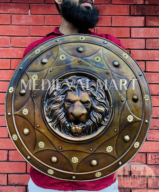 MEDIEVALMART AU Medieval Templar Devil Zelda Cross Inspired Wooden Shield Bliue & Gold Finish | Gift for Christmas Day