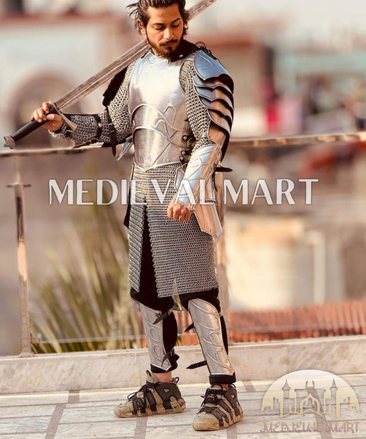 MEDIEVALMART AU Hand Forged Medieval Twisted Troll Cross Iron Pendent With Leather Cord