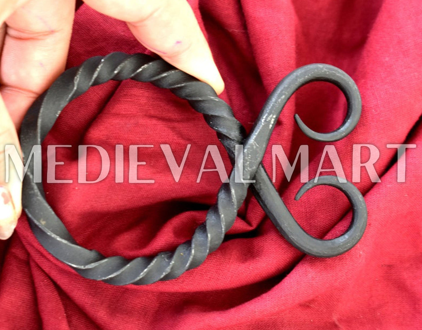 MEDIEVALMART AU Hand Forged Medieval Twisted Troll Cross Iron Pendent With Leather Cord