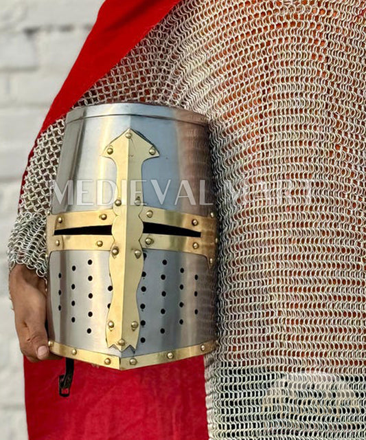 MEDIEVALMART AU Great Fantasy Helmet With Metal Horns or Free Stand | LARP Props