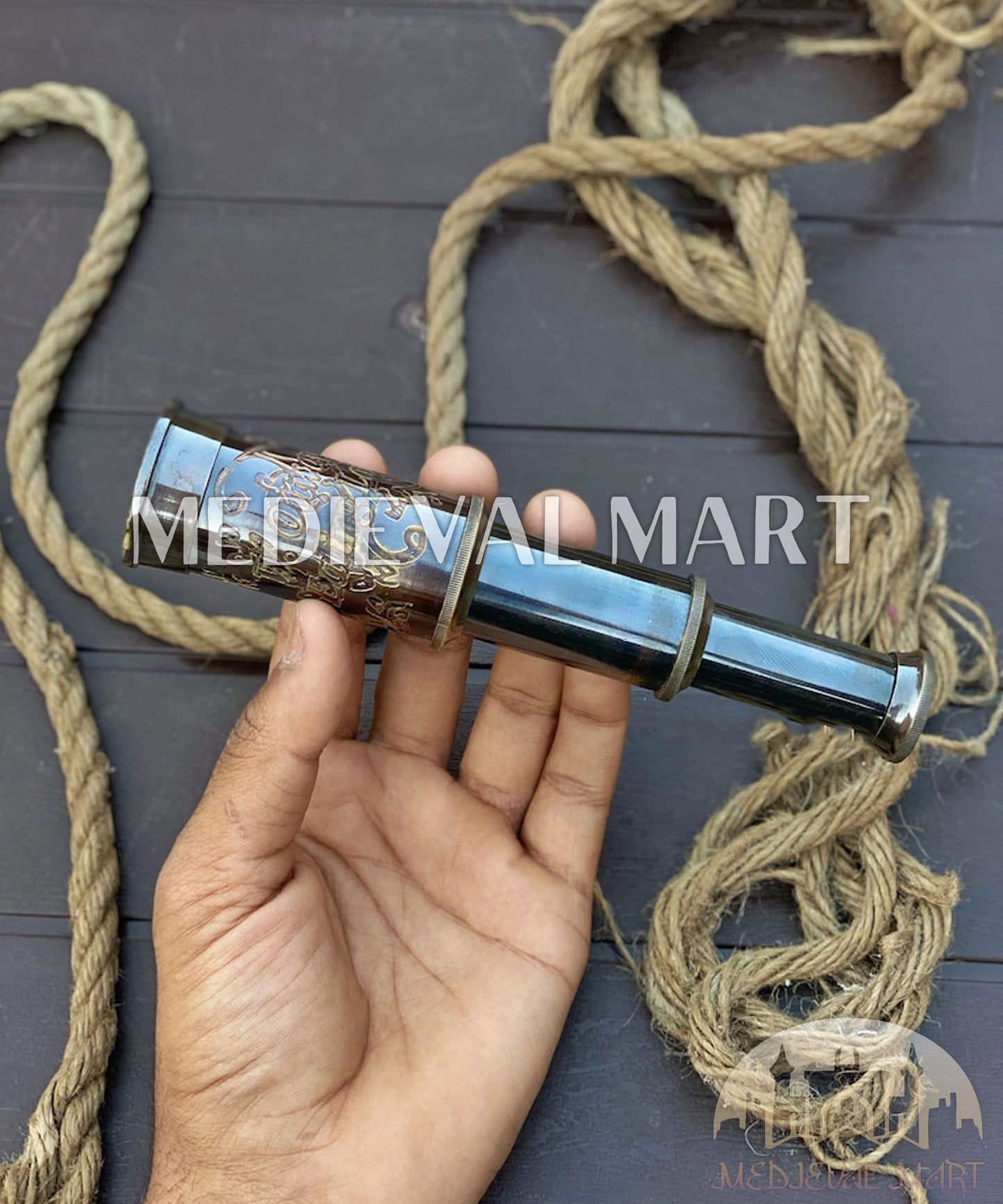 MEDIEVALMART AU Medieval Templar Devil Zelda Cross Inspired Wooden Shield Bliue & Gold Finish | Gift for Christmas Day