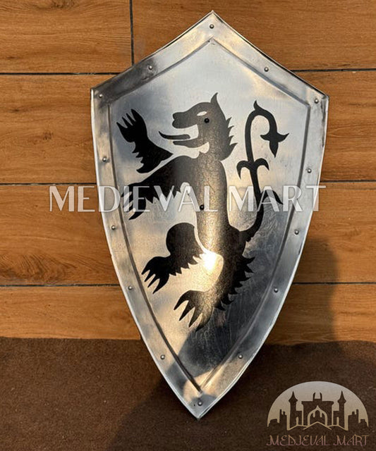 MEDIEVALMART AU Medieval Templar Devil Zelda Cross Inspired Wooden Shield Bliue & Gold Finish | Gift for Christmas Day