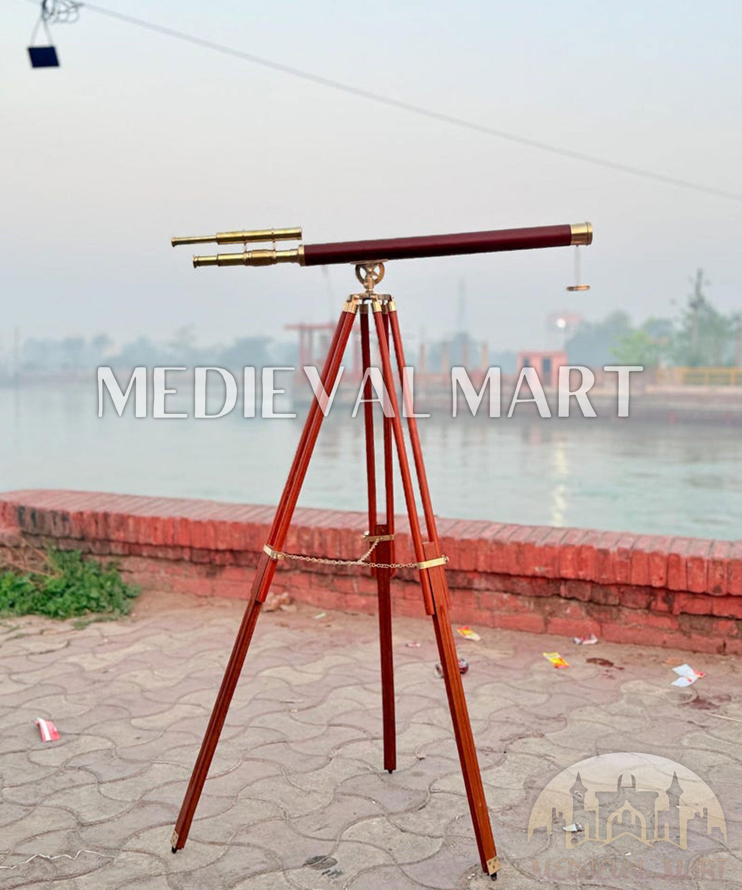 MEDIEVALMART AU Medieval Templar Devil Zelda Cross Inspired Wooden Shield Bliue & Gold Finish | Gift for Christmas Day