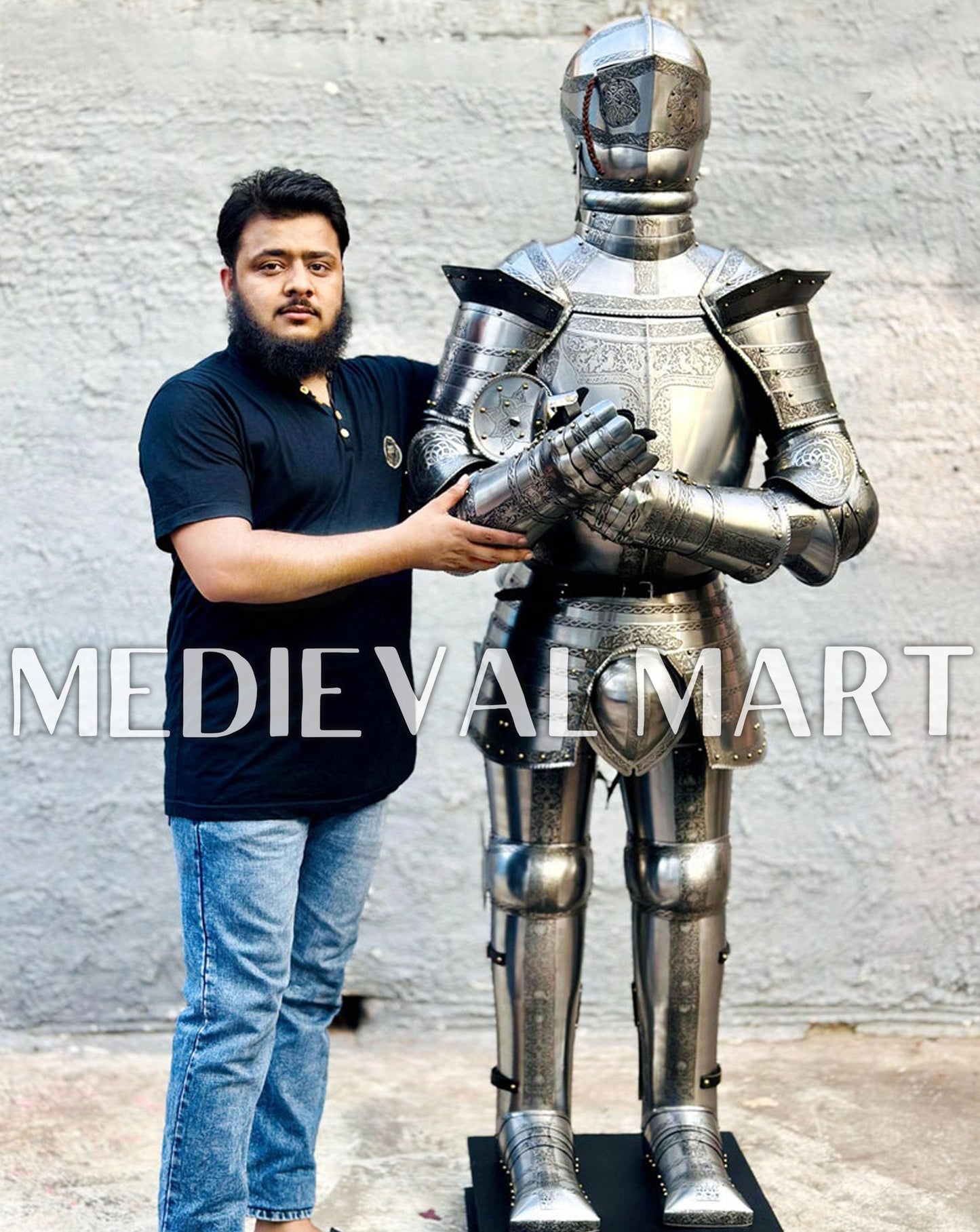 MEDIEVALMART AU Hand Forged Medieval Twisted Troll Cross Iron Pendent With Leather Cord