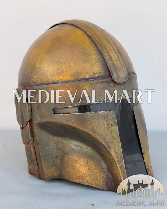 MEDIEVALMART AU "Achilles" Gold Finish Trojan Warrior Helmet W/H Free Stand | Troy Props