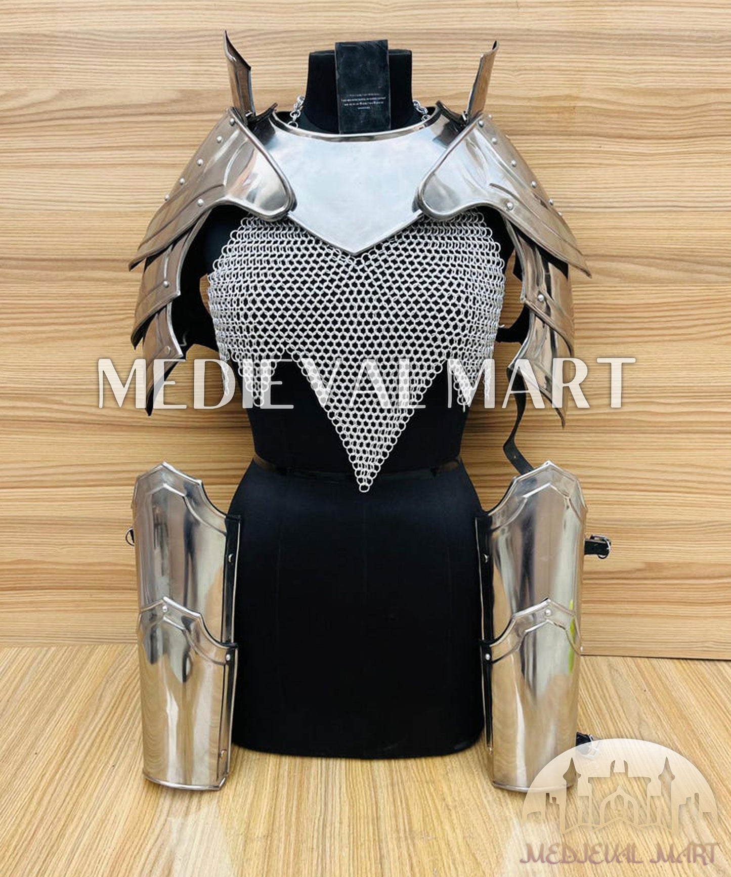 MEDIEVALMART AU Iconic Viking's Jarl Borg Iron Spikes  Battleworn Viking Wooden Shield | Gifts For Dad