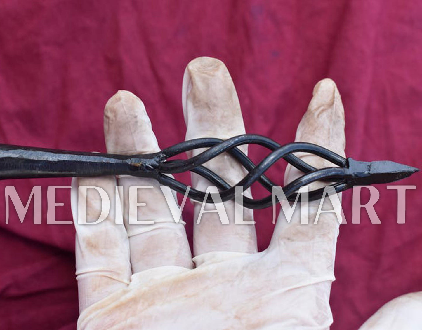 MEDIEVALMART AU Hand Forged Medieval Twisted Troll Cross Iron Pendent With Leather Cord