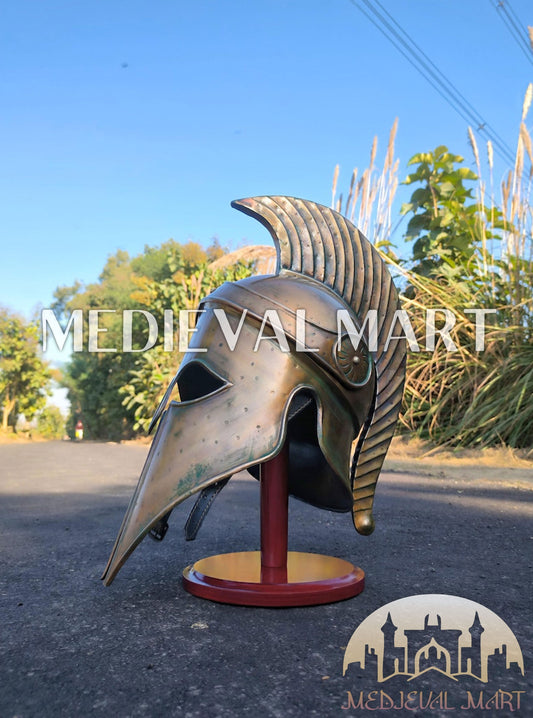 MEDIEVALMART AU Great Fantasy Helmet With Metal Horns or Free Stand | LARP Props