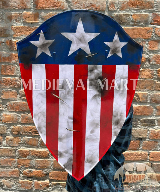 MEDIEVALMART AU First Avengers Steve Rogers Damaged Shield | Gift for Cosplayer
