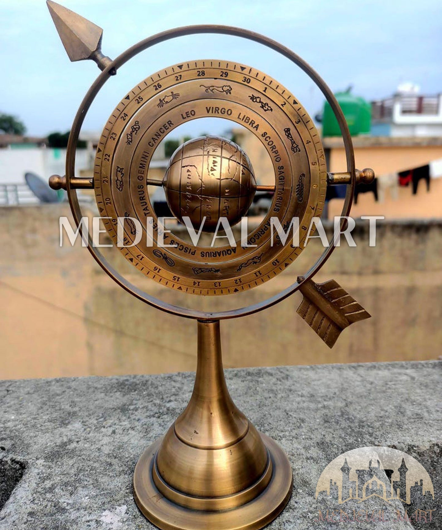 MEDIEVALMART AU "Achilles" Gold Finish Trojan Warrior Helmet W/H Free Stand | Troy Props