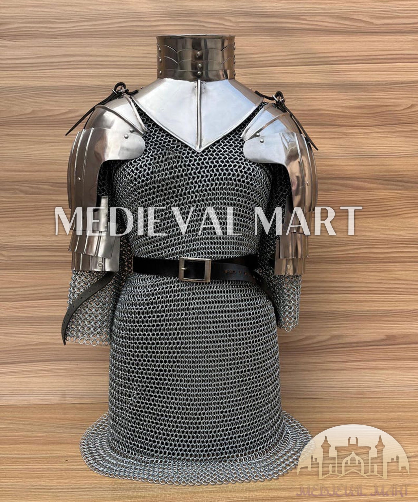 MEDIEVALMART AU Iconic Viking's Jarl Borg Iron Spikes  Battleworn Viking Wooden Shield | Gifts For Dad