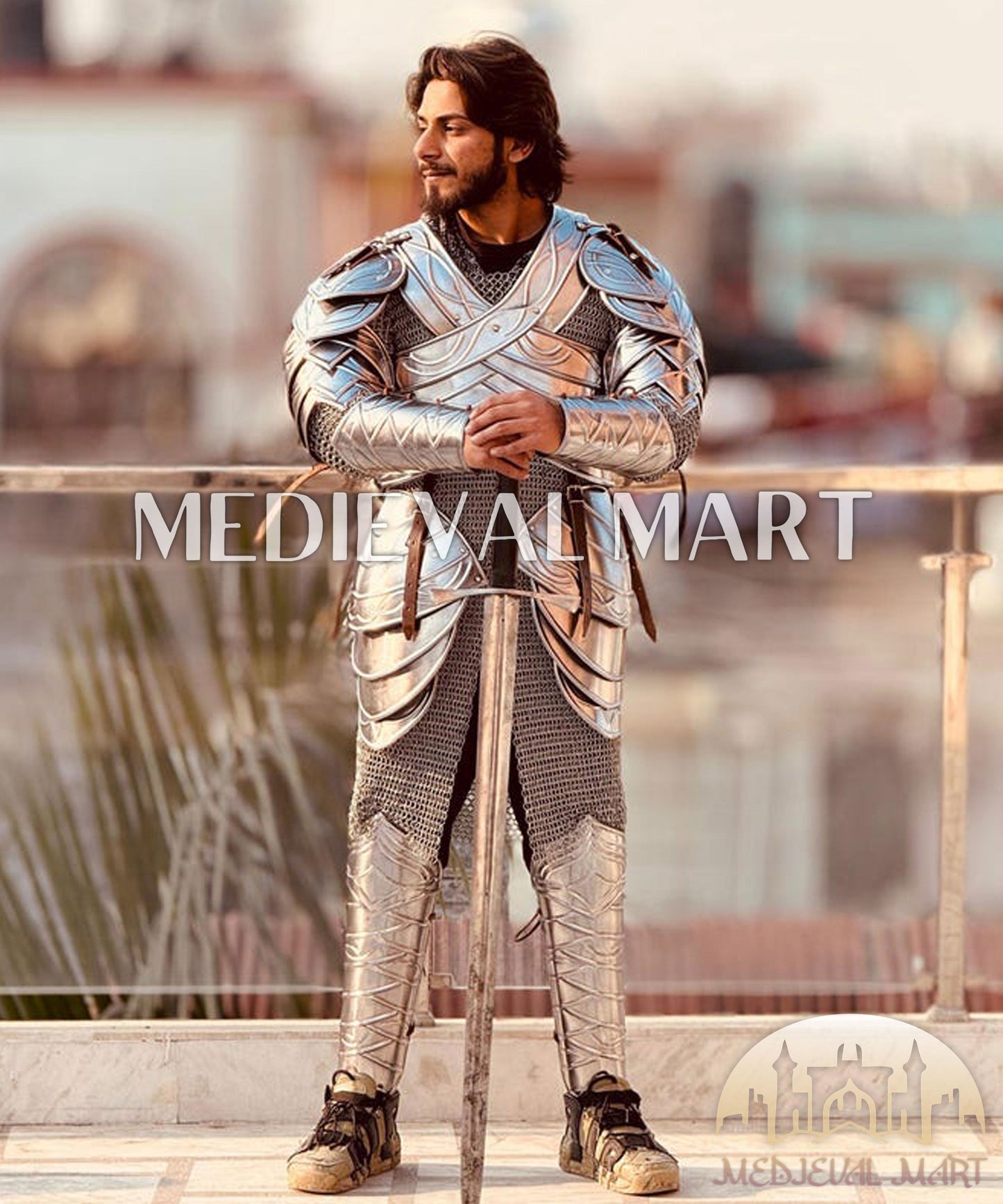 MEDIEVALMART AU Hand Forged Medieval Twisted Troll Cross Iron Pendent With Leather Cord