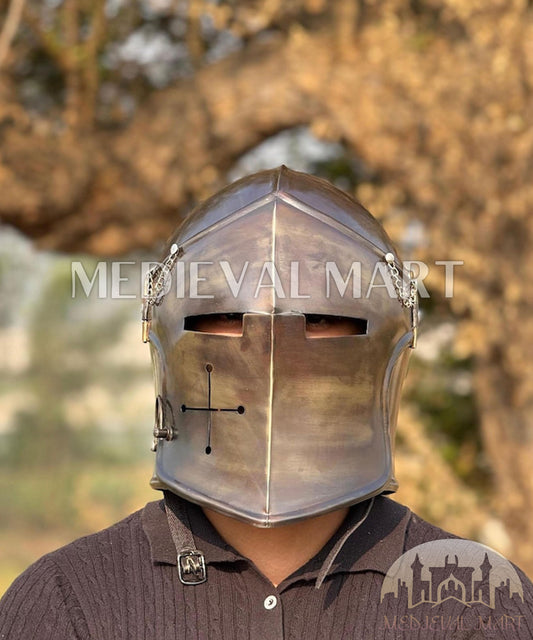 MEDIEVALMART AU Great Fantasy Helmet With Metal Horns or Free Stand | LARP Props