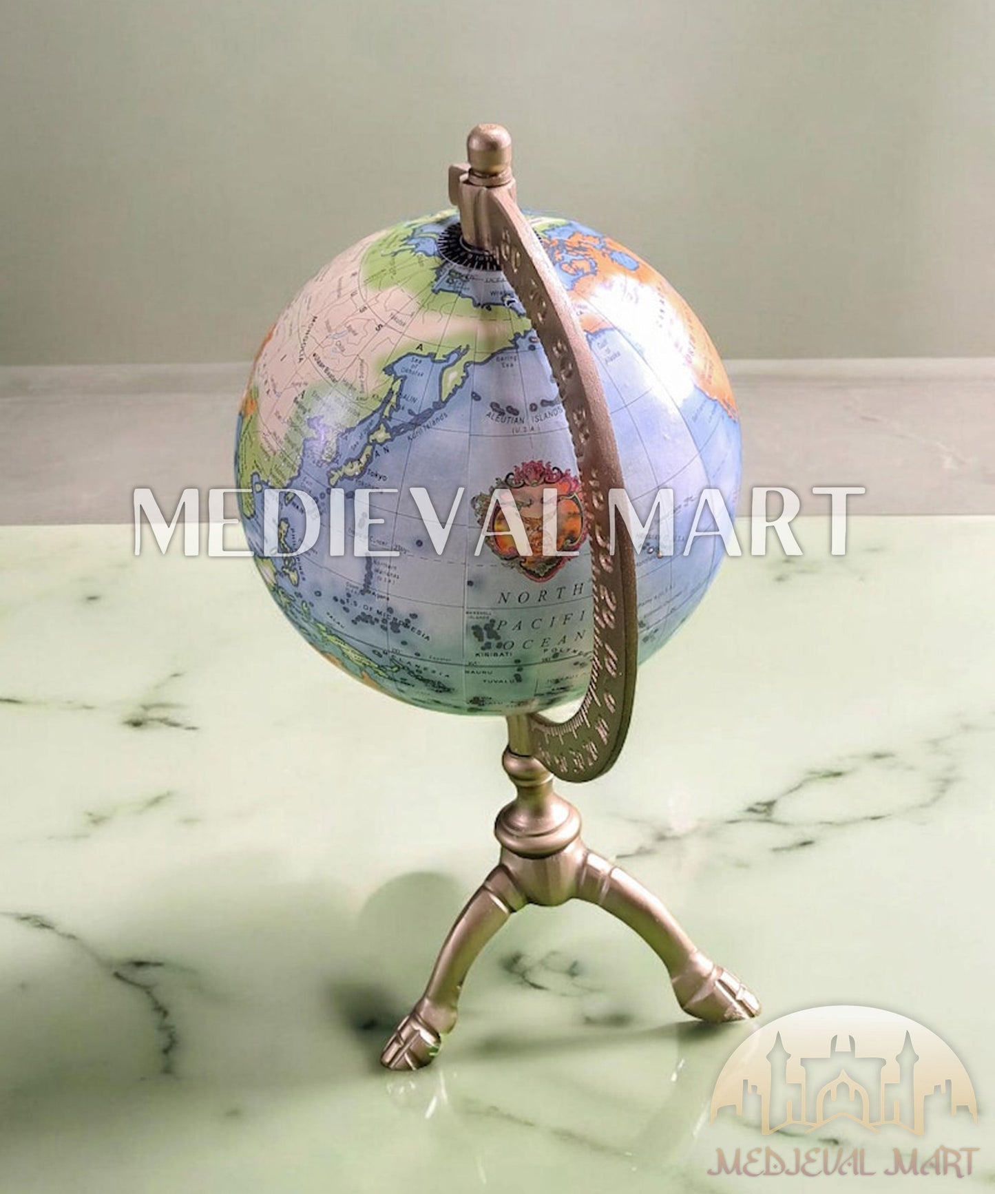 MEDIEVALMART AU "Achilles" Gold Finish Trojan Warrior Helmet W/H Free Stand | Troy Props