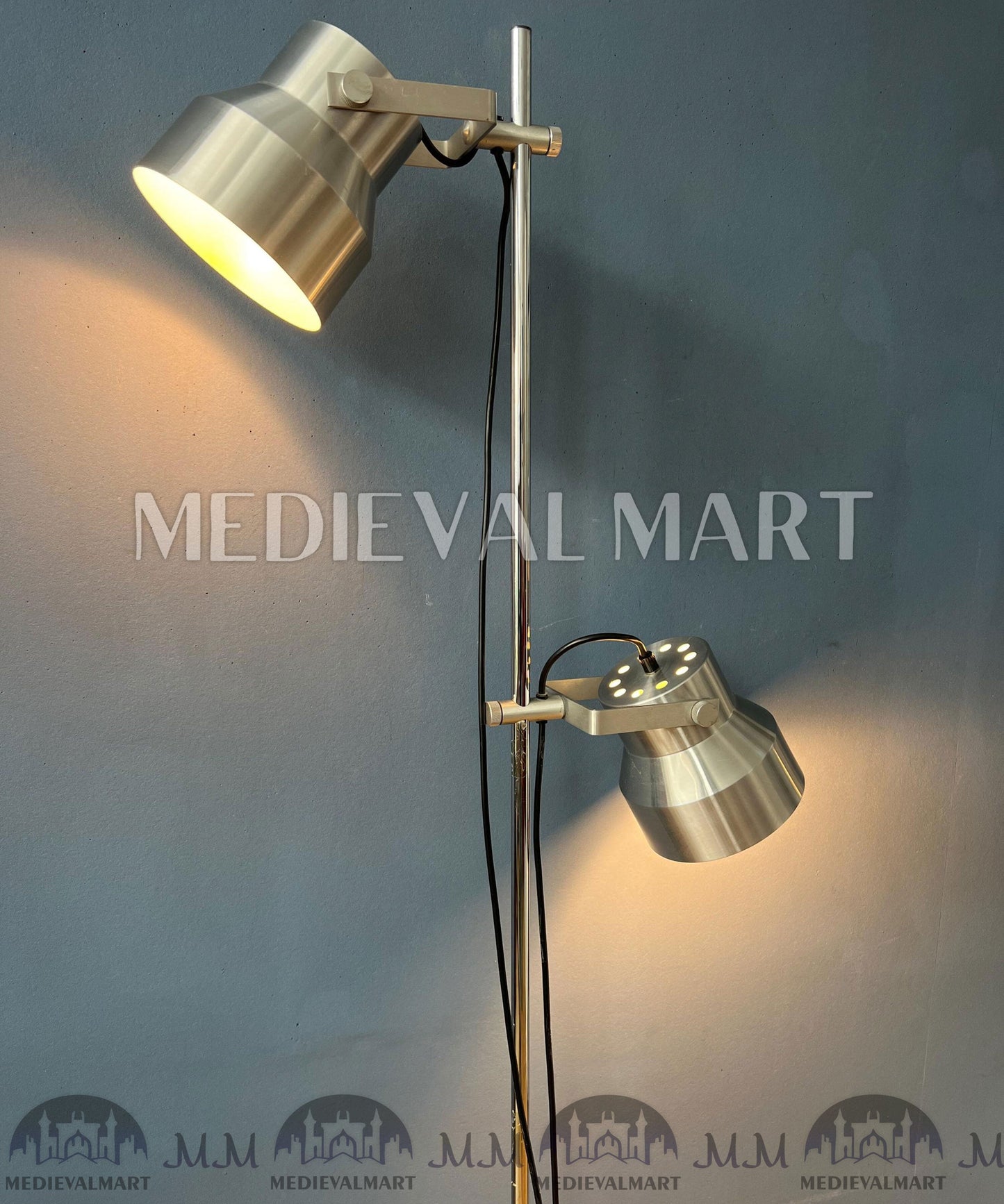 MEDIEVALMART AU Vintage Mid Century Silver Dijkstra Space Age Floor Lamp
